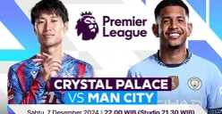 Link live streaming Crystal Palace vs Manchester City. (Sumber: Vidio)