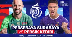 Link live streaming pertandingan Persebaya vs Persik Kediri, pada pekan ke-14 Liga 1 2024-25. (Sumber:  | Foto: Vidio)