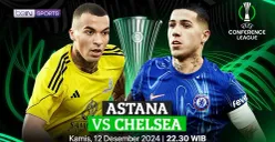 Link live streaming Astana FC vs Chelsea di matchday 5 UEFA Confrence League 2024-25. (Sumber: Vidio)