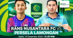 Link live streaming pertandingan RANS Nusantara FC vs Persela Lamongan, pada pekan ke-11 Liga 2 2024-2025. (Sumber:  | Foto: Vidio)