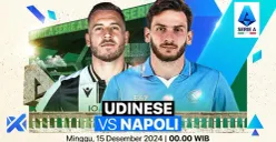 Streaming Udinese vs Napoli di pekan 16 Liga Italia 2024-25. (Sumber: Vidio)