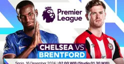 Link live streaming Chelsea vs Brentford akan tayang gratis di tv swasta nasional pada Senin, 16 Desember 2024, dini hari. (Sumber: Vidio)