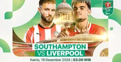 Link live streaming pertandingan perempat final Carabao Cup 2024-25 antara Southampton vs Liverpool.  (Sumber:  | Foto: Vidio)