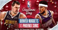 Link live streaming pertandingan NBA 2024-25 antara Phoenix Suns melawan Denver Nuggets.  (Sumber:  | Foto: Vidio)