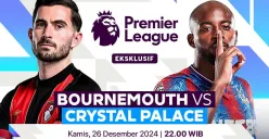 Link live streaming pertandingan Bournemouth vs Crystal Palace, pada pekan ke-18 Liga Inggris 2024-25. (Sumber:  | Foto: Vidio)