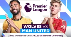 Link live streaming pertandingan Wolves vs Man United, pada pekan ke-18 Liga Inggris 2024-25. (Sumber:  | Foto: Vidio)