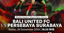 Cek jadwal lengkap dan link live streaming BRI Liga 1 antara Bali United vs Persebaya yang bisa tonton di sini. (Sumber: X/ Duniahiburan99)