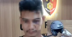 Yayan, tersangka pencurian helm di area parkir Aeon Mall Cikarang, Kabupaten Bekasi. (Sumber: Istimewa)