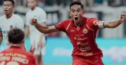 Potret selebrasi Rizky Ridho usai menjebol gawang Persita Tangerang. (Sumber: Persija)