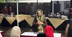 Ketua Yayasan Pembina Hatta, Meutia Farida Hatta Swasono, saat menyampaikan sambutan di Museum Perumusan Naskah Proklamasi, Jakarta Selatan, Selasa, 12 Agustus 2025. (Sumber: POSKOTA | Foto: M Tegar Jihad)