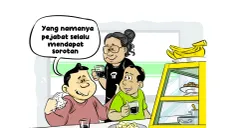 lustrasi obrolan santai di warteg membahas sorotan publik terhadap perilaku pejabat. (Sumber: Poskota/Arif Setiadi)