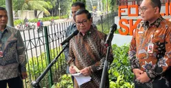 Gubernur Jakarta, Pramono Anung, saat menyampaikan pernyataan kepada awak media di Tanah Abang, Jakarta Pusat, Kamis, 14 Agustus 2025. (Sumber: POSKOTA | Foto: M Tegar Jihad)
