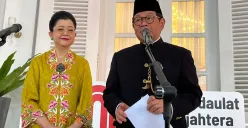 Gubernur Jakarta, Pramono Anung saat menyampaikan pernyataan awak media di Balai Kota Jakarta, Minggu, 17 Agustus 2025. (Sumber: Poskota/Muhammad Tegar Jihad)