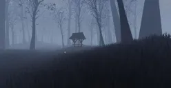 Suasana mencekam di puncak gunung dalam salah satu map horor Roblox 2025, dengan kabut tebal dan cahaya senter yang redup menambah ketegangan. (Sumber: Pinterest)