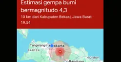 Gempa mengguncang Kabupaten Bekasi, Jawa Barat, pada Rabu malam, 20 Agustus 2025.