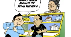 Ilustrasi obrolan warteg soal korupsi. Warga menilai praktik korupsi sudah mengakar parah, bahkan diibaratkan seperti penyakit stadium 4. (Sumber: Poskota/Arif Setiadi)