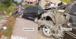 Potret kecelakaan tunggal yang terjadi di Depok. (Sumber: Instagram/@depok24jam)