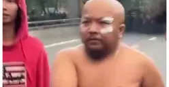 Tangkapan layar sosok Streamer game, Pascol Kintil dalam aksi demo di depan Gedung DPR RI, pada Senin, 25 Agustus 2025. (Sumber: X/@myshawti)