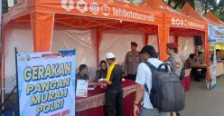 Gerakan Pangan Murah menjual beras SPHP dengan harga terjangkau di Lapangan Presisi Polda Metro Jaya, Jakarta Selatan, Rabu, 27 Agustus 2025. (Sumber: Dok. Polda Metro Jaya)