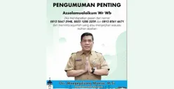 Pengumuman resmi Pemerintah Kota Depok terkait pencatutan nomor pribadi Sekda Depok, Drs. Mangnguluang Mansur, M.Si. Warga diminta mengabaikan pesan dari nomor yang digunakan untuk meminta uang atau menjanjikan sesuatu. (Sumber: Pemkot Depok)