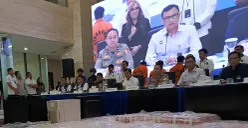 Direktorat Tindak Pidana Siber Bareskrim Polri menggelar konferensi pers pengungkapan sindikat judol jaringan nasional dan internasional di Mabes Polri, Jakarta Selatan, Rabu, 27 Agustus 2025. (Sumber: POSKOTA | Foto: Ali Mansur)