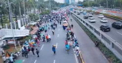 Pantauan demo buruh hari ini 28 Agustus 2025 di Jakarta. (Sumber: TMC Polda Metro Jaya)