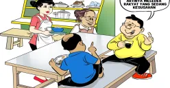 Ilustrasi obrolan warteg: Warga menyoroti pejabat publik yang gemar pamer kemewahan, dinilai bisa menyakiti hati rakyat yang sedang kesusahan. (Sumber: Poskota/Arif Setiadi)