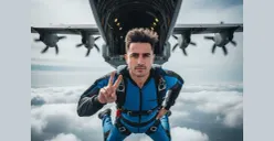 Foto skydiving spektakuler dengan prompt gemini ai (Sumber: Gemini AI)
