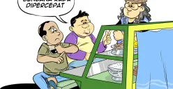 Obrolan tiga sahabat tentang banjir bandang, tuntutan mereka jelas, bahwa penanganan bencana kudu dipercepat. Gerak cepat dan penanganan komprehensif dianggap lebih penting daripada perdebatan status bencana nasional. (Sumber: Poskota/Arif Setiadi)