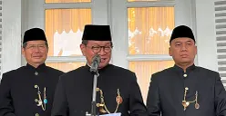Gubernur Jakarta, Pramono Anung, saat menyampaikan pernyataan kepada awak media di Balai Kota DKI Jakarta, Senin, 1 Desember 2025. M Tegar Jihad (Sumber: POSKOTA | Foto: M Tegar Jihad)