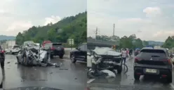 Mobil terlihat ringsek seusai kecelakaan di KM 112 Tol Purbaleunyi arah Jakarta, Selasa, 2 Desember 2025. (Sumber: X/@sigittony4)