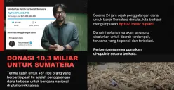 Galang dana oleh Ferry Irwandi untuk korban banjir Sumatra capai Rp10,3 miliar dari 87 ribu donatur dalam 24 jam. (Sumber: Instagram/@irwandiferry)