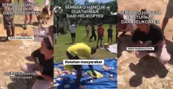 Warga mengevakuasi bantuan sembako yang dijatuhkan dari helikopter pascabencana banjir di Tapanuli Utara. (Sumber: Instagram/@sadampermana.w)