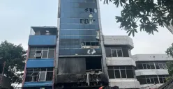 Lokasi peristiwa kebakaran kantor Terra Drone, Kemayoran, Jakarta Pusat. (Sumber: Poskota/Pandi Ramedhan)