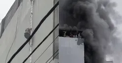 Gedung Terra Drone terbakar (Sumber: Youtube/Poskota)