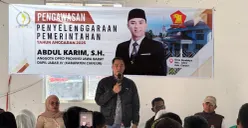 Anggota DPRD Jabar, Abdul Karim saat menghadiri kegiatan Pengawasan Penyelenggaraan Pemerintahan yang digelar di Aula Desa Purabaya, Kecamatan Leles, Kabupaten Cianjur. (Sumber: Istimewa)