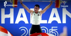 Rizki Juniansyah tambah emas bagi Indonesia di SEA Games 2025 dari cabor angkat besi. (Sumber: Instagram/@kemenpora)