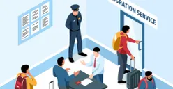 Ilustrasi layanan imigrasi menjelang Nataru. (Sumber: Freepik/Macrovector)