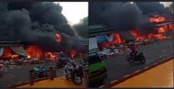Ratusan lapak buah di pasar induk kramat jati terbakar (Sumber: TikTok/infojakarta.co.id)