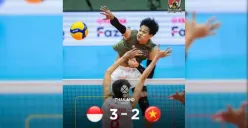 Tim voli putra Indonesia berhasil mencatat kemenangan dramatis atas Vietnam dengan skor 3-2 (21-25, 20-25, 25-22, 25-19, 15-10) di semifinal SEA Games 2025.