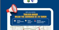 Lokasi parkir untuk menghadiri Tabligh Akbar Milad ke-28 The Jakmania di Monas (Sumber: Instagram/@tmcpoldametro)