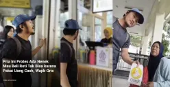 Aksi seorang pria membela nenek yang ditolak bayar tunai di Roti O Monas viral dan memicu sorotan soal diskriminasi. (Sumber: X/@idinfoterbaru)