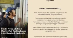 Pernyataan resmi pihak Roti O usai viral penolakan pembayaran tunai dari lansia di media sosial. Mereka mengaku telah lakukan evaluasi internal. (Sumber: Instagram/@rotio.indonesia)