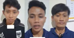 Potret tiga pelaku peredaran obat terlarang saat diamankan di Polsek Jatiuwung. (Sumber: Polsek Jatiuwung)