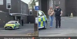 Momen Bonnie Blue saat digiring aparat kepolisian Inggris, Rabu (24/12/2025), yang kembali memicu perbincangan publik di media sosial. (Sumber: Instagram/@awreceh.id)