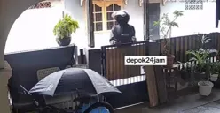 Detik-detik sebelum seorang pelaku berpura-lura jadi kurir paket mencuri rumah kosong di daerah Sukmajaya Kota Depok. (Sumber: Instagram/@depok24jam)
