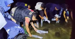 Pelepasan BBL di Perairan Labuan Caringin, Kabupaten Pandeglang, Banten. (Sumber: Polres Metro Tangerang Kota)