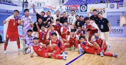 Garuda Muda ASEAN U-16 Boys Futsal Championship 2025 usai menaklukkan Thailand 4-3 di Nonthaburi Hall. (Sumber: Instagram/@timnasfutsal)