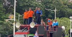 Ketua Konfederasi Serikat Pekerja Indonesia (KSPI) Said Iqbal menyebut gaji wartawan di Jakarta lebih rendah dibanding upah buruh pabrik panci di Karawang, Jawa Barat. (Sumber: Poskota/Ali Mansur)