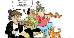 Obrolan Warteg saat perayaan tahun baru 2026. (Sumber: Poskota/Arif Setiadi)